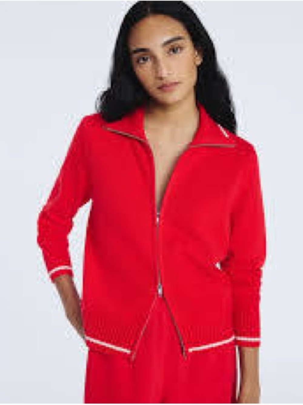 Free Assembly Red Zip-Front Knit Sweater cardigan size small